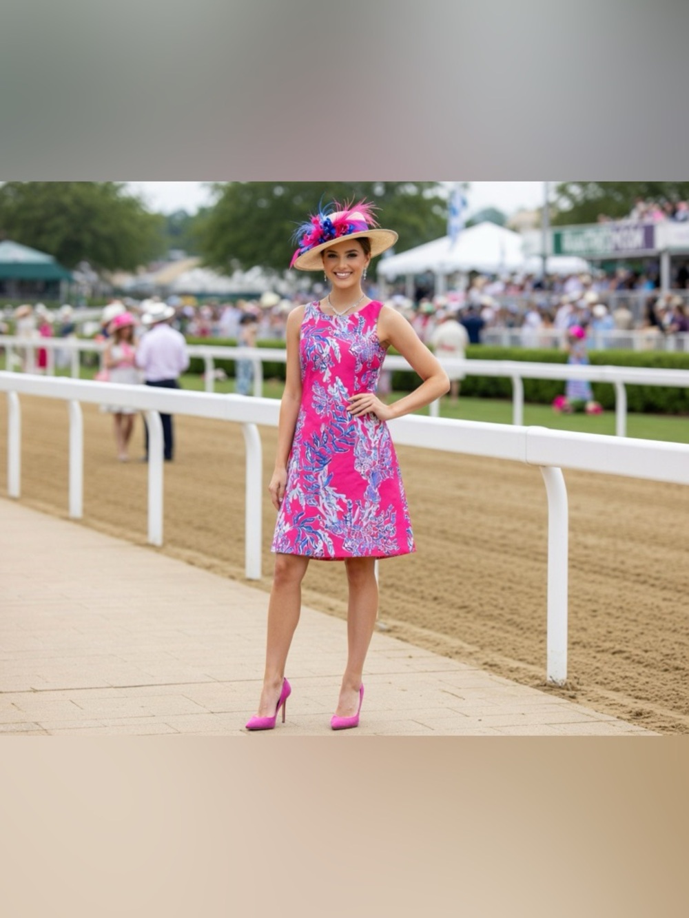 Lilly Pulitzer Pink Coral Print Shift Dress Ready for the Kentucky Derby!